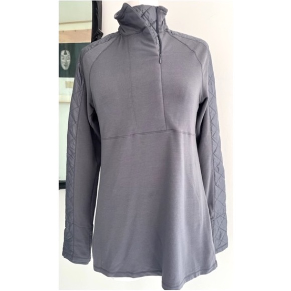 Athleta Gray Quilted 1/4 Zip Vortex Pullover Jacket - Picture 1 of 6